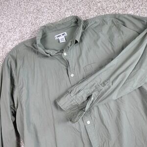 Cherokee Mens Large Olive Green Long Sleeve 100% Cotton Button Down Shirt L